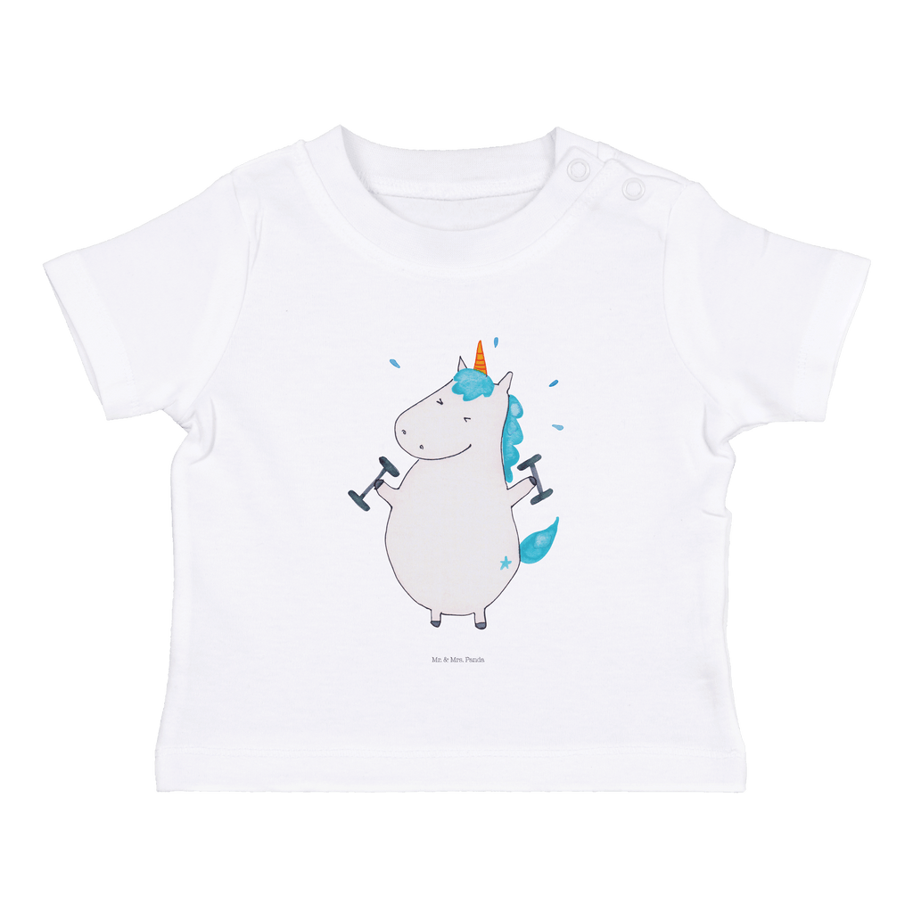 Organic Baby Shirt Einhorn Fitness Baby T-Shirt, Jungen Baby T-Shirt, Mädchen Baby T-Shirt, Shirt, Einhorn, Einhörner, Einhorn Deko, Pegasus, Unicorn, Gym, Fitness, Fitnessstudio, Diät, Abnehmen, Sport, Pumpen, Geräte, Sixpack