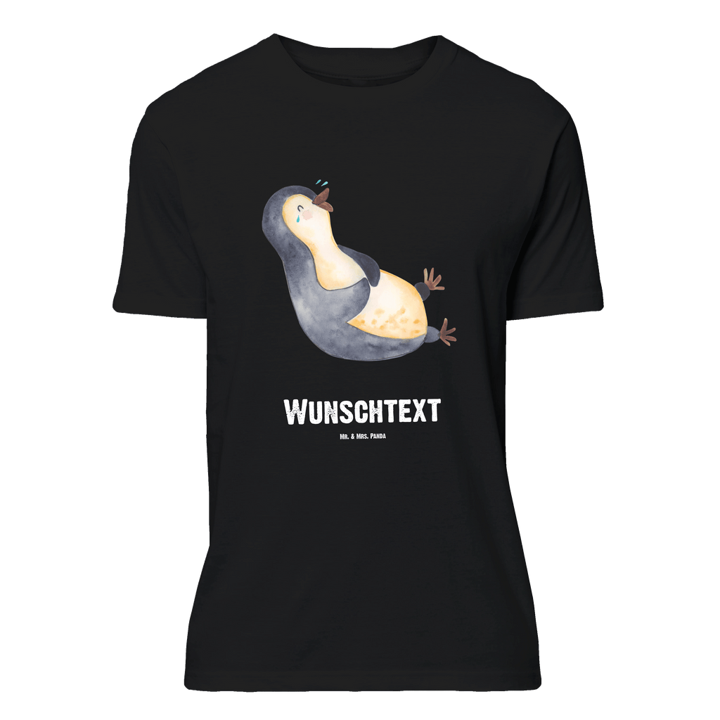 Personalisiertes T-Shirt Pinguin lachend T-Shirt Personalisiert, T-Shirt mit Namen, T-Shirt mit Aufruck, Männer, Frauen, Wunschtext, Bedrucken, Pinguin, Pinguine, lustiger Spruch, Optimismus, Fröhlich, Lachen, Humor, Fröhlichkeit