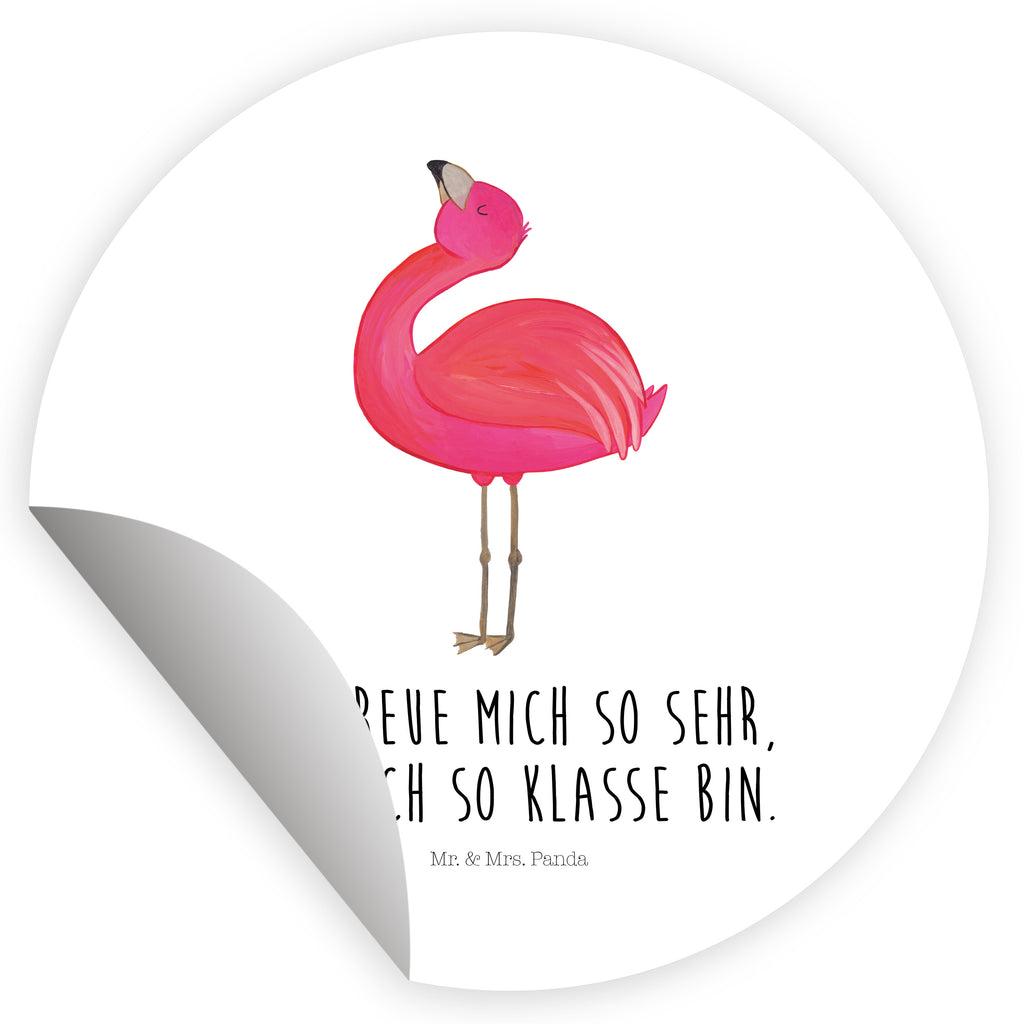 Rund Aufkleber Flamingo stolz Sticker, Aufkleber, Etikett, Flamingo, stolz, Freude, Selbstliebe, Selbstakzeptanz, Freundin, beste Freundin, Tochter, Mama, Schwester