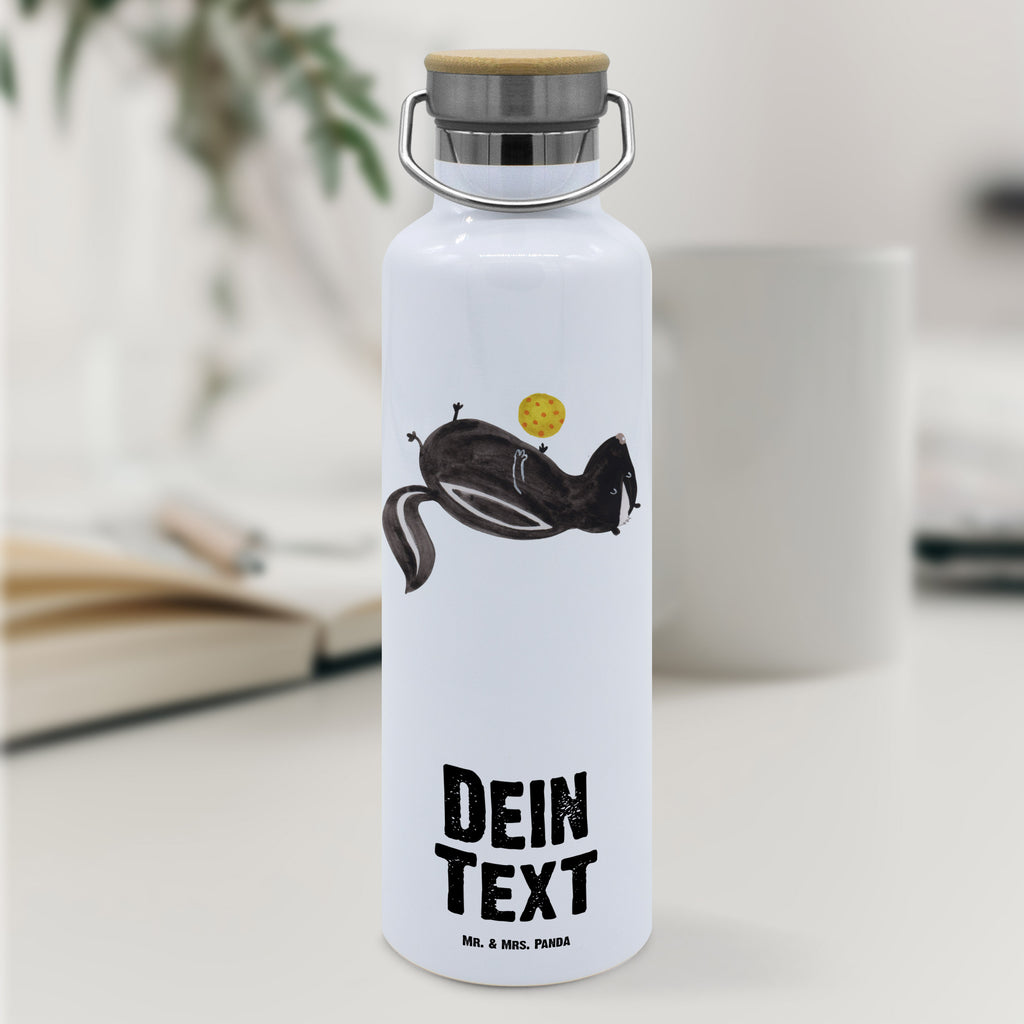 Personalisierte Trinkflasche Stinktier Ball Personalisierte Trinkflasche, Trinkflasche mit Namen, Trinkflasche bedrucken, Flasche personalisiert, Trinkflasch mit Aufdruck, Trinkflasche Werbegeschenk, Namensaufdruck Trinkflasche, Sportflasche personalisiert, Trinkflasche Sport, Stinktier, Skunk, Wildtier, Raubtier, Stinker, Stinki, verspielt, Weisheit