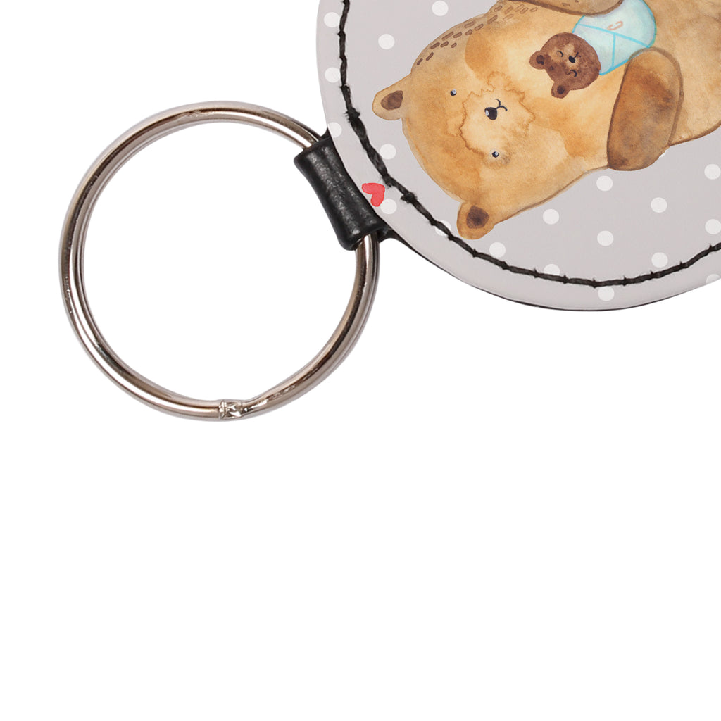 Rund Schlüsselanhänger Bär mit Baby Schlüsselanhänger, Anhänger, Taschenanhänger, Glücksbringer, Schutzengel, Bär, Teddy, Teddybär, Eltern, Mutter, Baby, Taufe, Geburt, Nichte, Neffe, Enkel, Enkelin, Täufling, Geburtstag, Glückwunsch