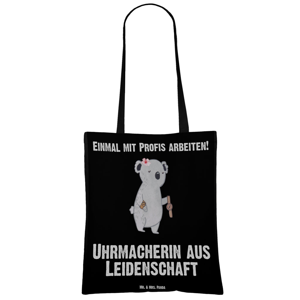 Tragetasche Uhrmacherin aus Leidenschaft Beuteltasche, Beutel, Einkaufstasche, Jutebeutel, Stoffbeutel, Tasche, Shopper, Umhängetasche, Strandtasche, Schultertasche, Stofftasche, Tragetasche, Badetasche, Jutetasche, Einkaufstüte, Laptoptasche, Beruf, Ausbildung, Jubiläum, Abschied, Rente, Kollege, Kollegin, Geschenk, Schenken, Arbeitskollege, Mitarbeiter, Firma, Danke, Dankeschön