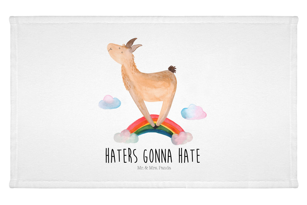 Handtuch Lama Regenbogen Gästetuch, Reisehandtuch, Sport Handtuch, Frottier, Kinder Handtuch, Lama, Alpaka, Lamas, Regenbogen, Haters gonna hate, Haters, Selbstständig, Außenseiter, Schule, Abi, Hobby, Wolkenland, Freiheit