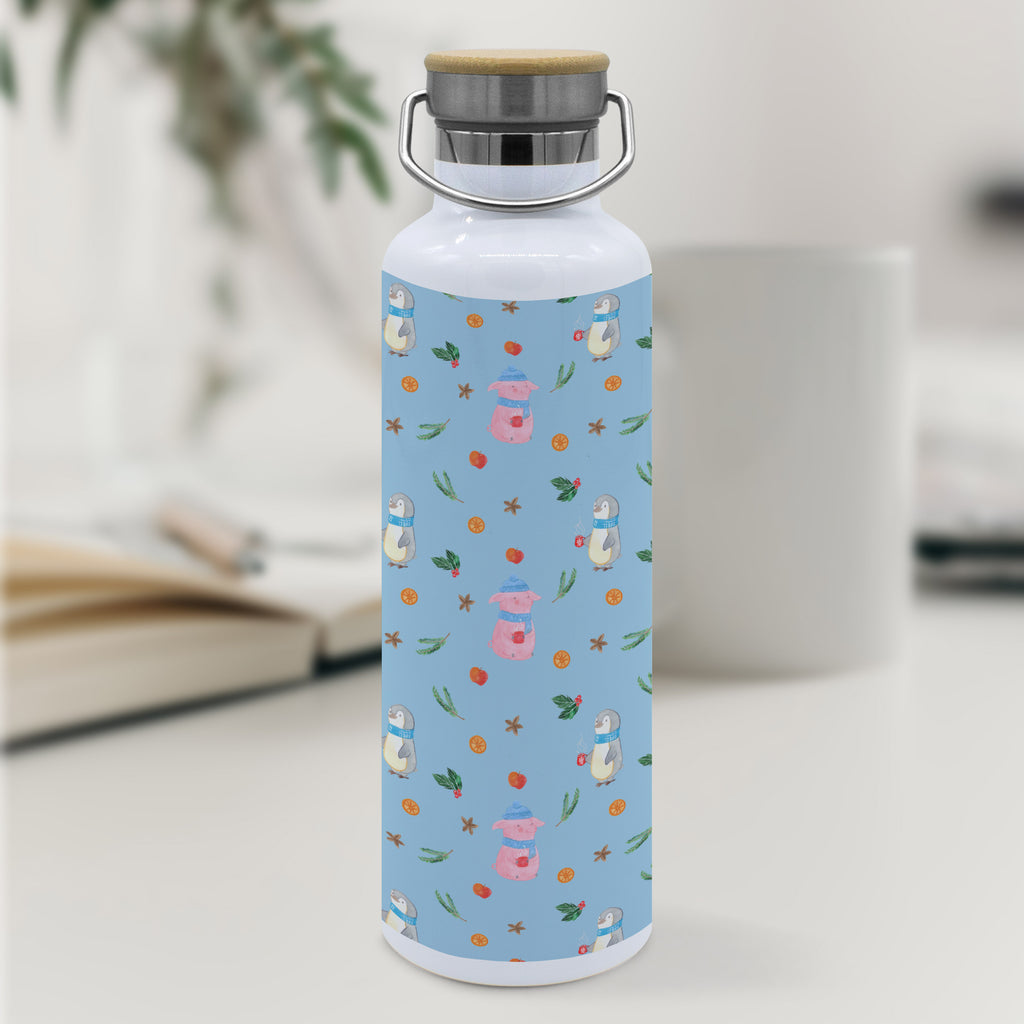 Trinkflasche Schwein Glühwein Muster Thermosflasche, Isolierflasche, Edelstahl, Trinkflasche, isoliert, Wamrhaltefunktion, Sportflasche, Flasche zum Sport, Sportlerflasche, Winter, Weihnachten, Weihnachtsdeko, Nikolaus, Advent, Heiligabend, Wintermotiv, Glühschwein, Glühwein, Weihnachtsmarkt, Punsch