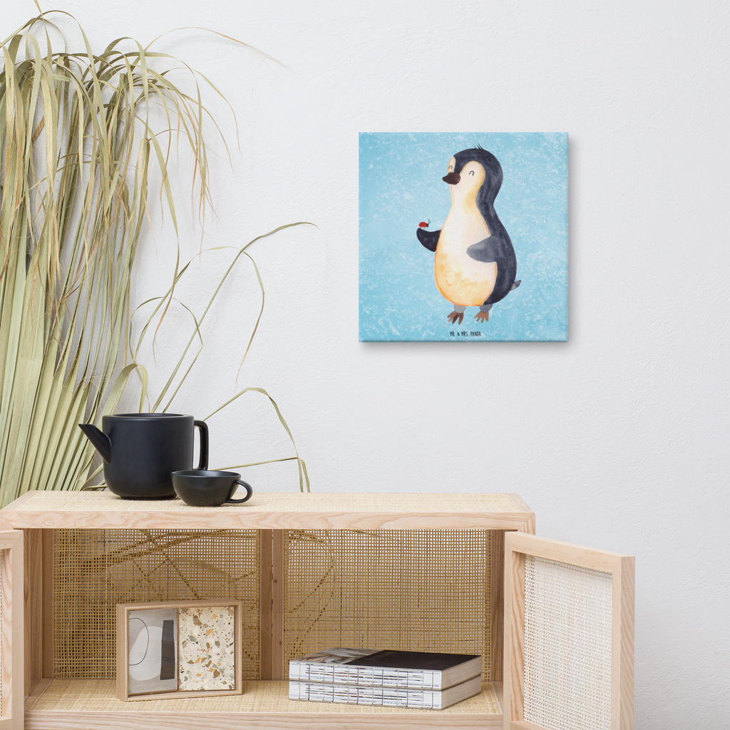 Leinwand Bild Pinguin Marienkäfer Leinwand, Bild, Kunstdruck, Wanddeko, Dekoration, Pinguin, Pinguine, Marienkäfer, Liebe, Wunder, Glück, Freude, Lebensfreude