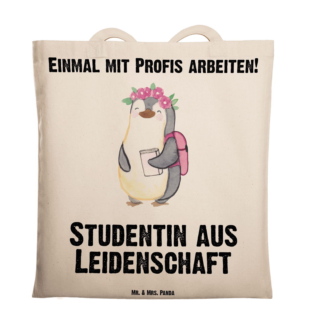 Tragetasche Studentin aus Leidenschaft Beuteltasche, Beutel, Einkaufstasche, Jutebeutel, Stoffbeutel, Tasche, Shopper, Umhängetasche, Strandtasche, Schultertasche, Stofftasche, Tragetasche, Badetasche, Jutetasche, Einkaufstüte, Laptoptasche, Beruf, Ausbildung, Jubiläum, Abschied, Rente, Kollege, Kollegin, Geschenk, Schenken, Arbeitskollege, Mitarbeiter, Firma, Danke, Dankeschön