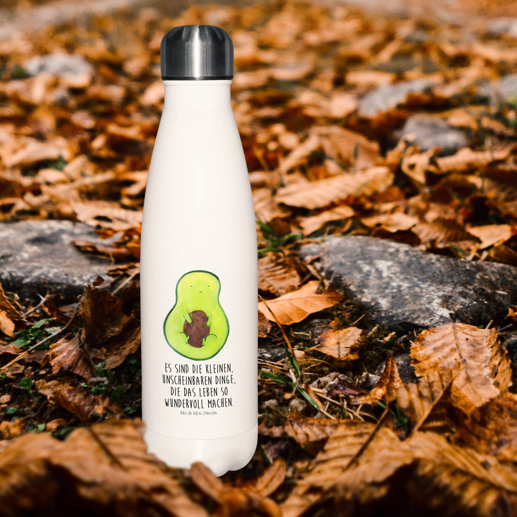 Thermosflasche Avocado mit Kern Isolierflasche, Thermoflasche, Trinkflasche, Thermos, Edelstahl, Avocado, Veggie, Vegan, Gesund, Avokado, Avocadokern, Kern, Pflanze, Spruch Leben