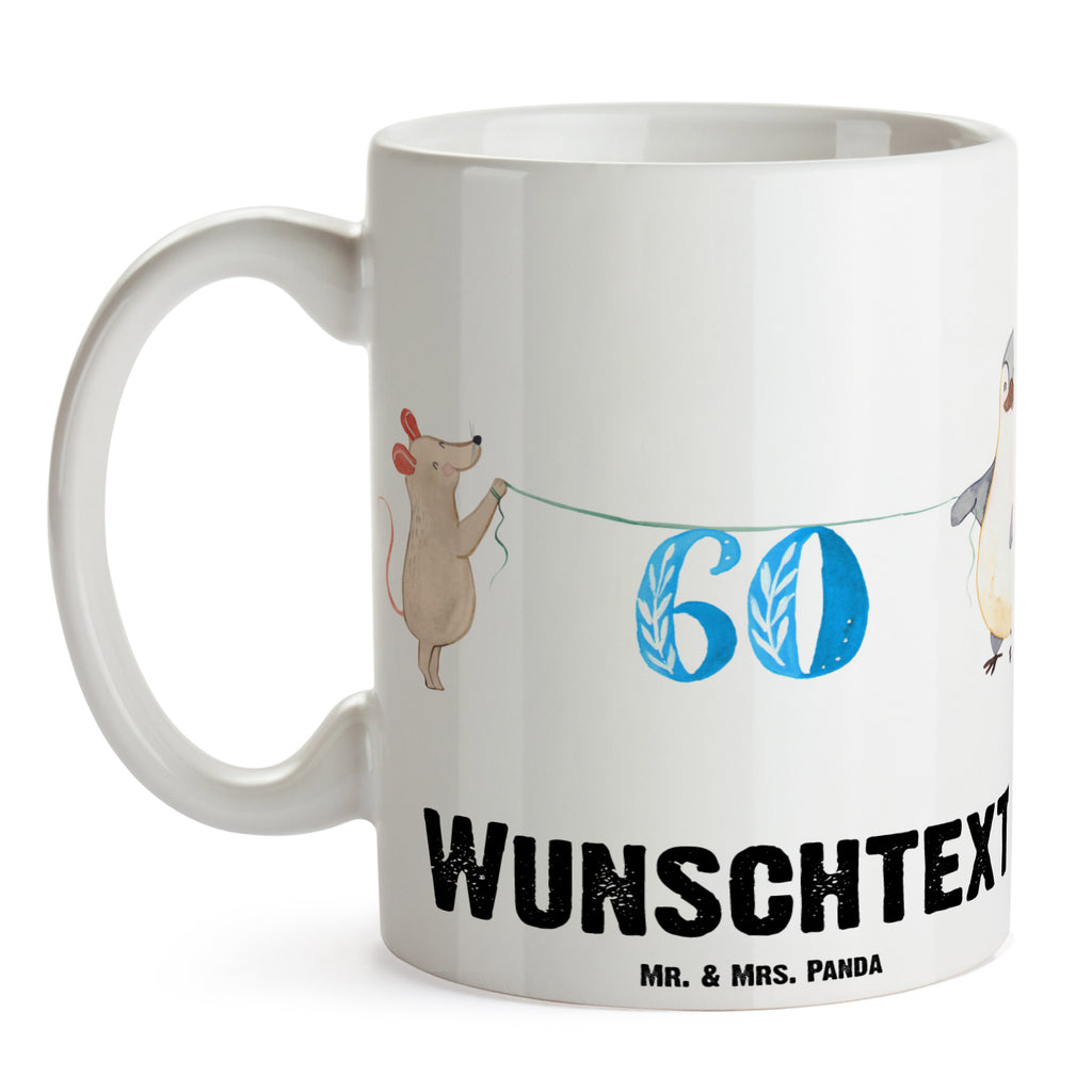 Personalisierte Tasse 60. Geburtstag Maus Pinguin Personalisierte Tasse, Namenstasse, Wunschname, Personalisiert, Tasse, Namen, Drucken, Tasse mit Namen, Geburtstag, Geburtstagsgeschenk, Geschenk, Party, Feiern, Torte, Kuchen