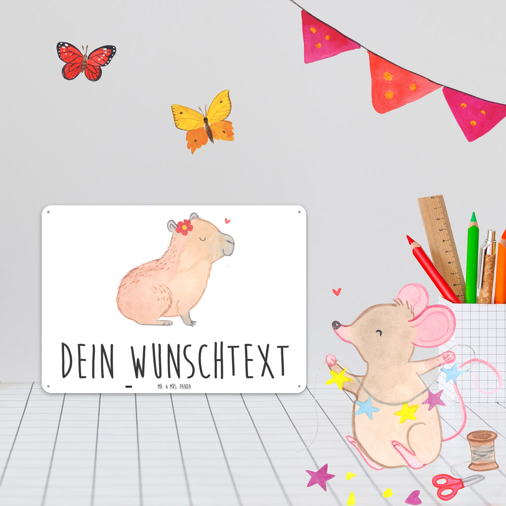 Personalisiertes Blechschild Capybara Blume Blechschild, Metallschild, Geschenk Schild, Schild, Magnet-Metall-Schild, Deko Schild, Wandschild, Wand-Dekoration, Türschild, Tiermotive, Gute Laune, lustige Sprüche, Tiere, Capybara