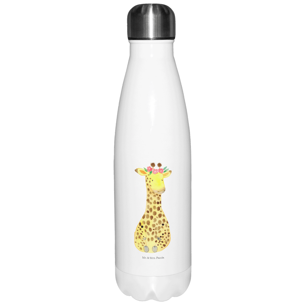 Thermosflasche Giraffe Blumenkranz Isolierflasche, Thermoflasche, Trinkflasche, Thermos, Edelstahl, Afrika, Wildtiere, Giraffe, Blumenkranz, Abenteurer, Selbstliebe, Freundin