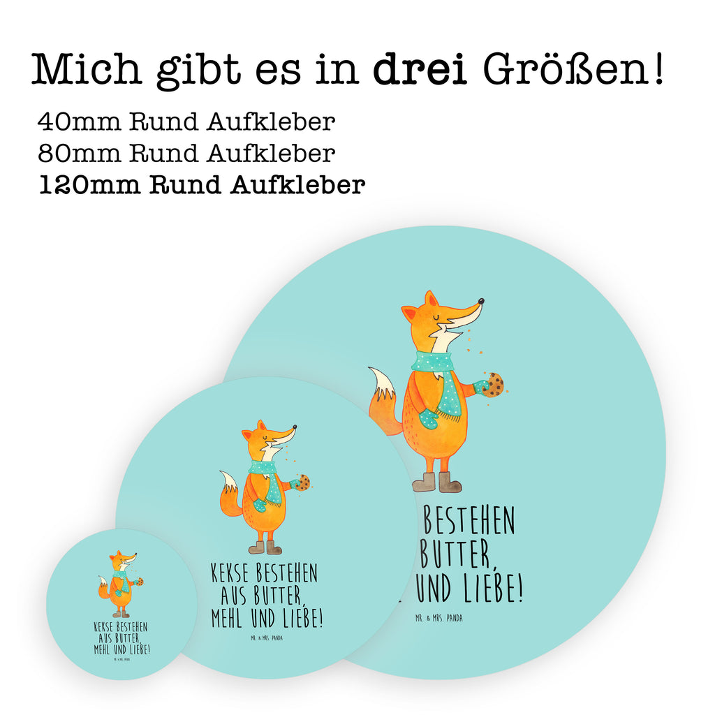 Rund Aufkleber Fuchs Keks Sticker, Aufkleber, Etikett, Kinder, rund, Fuchs, Füchse, Backen Spruch, Kekse, Winter, Weihnachtszeit, Plätzchen, Liebe, Küche Deko