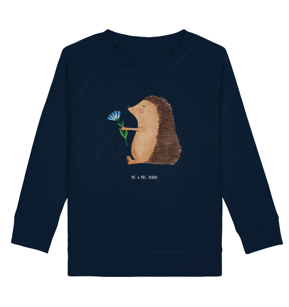 Organic Kinder Pullover Igel mit Blume Kinder Pullover, Kinder Sweatshirt, Jungen, Mädchen, Tiermotive, Gute Laune, lustige Sprüche, Tiere, Igel, Gute Besserung, Genesungswünsche, Krankheit, Krankenhaus, krank, Besuch