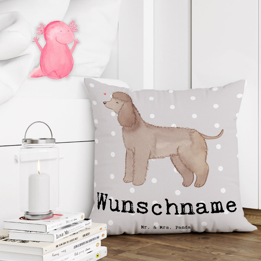 Personalisiertes Kissen Irish Water Spaniel Lebensretter Kissen, personalisiert, Name, Wunschname, bedrucken, Kopfkissen, Hund, Hunderasse, Rassehund, Hundebesitzer, Geschenk, Tierfreund, Schenken, Welpe, Irish Water Spaniel, Jagdhund