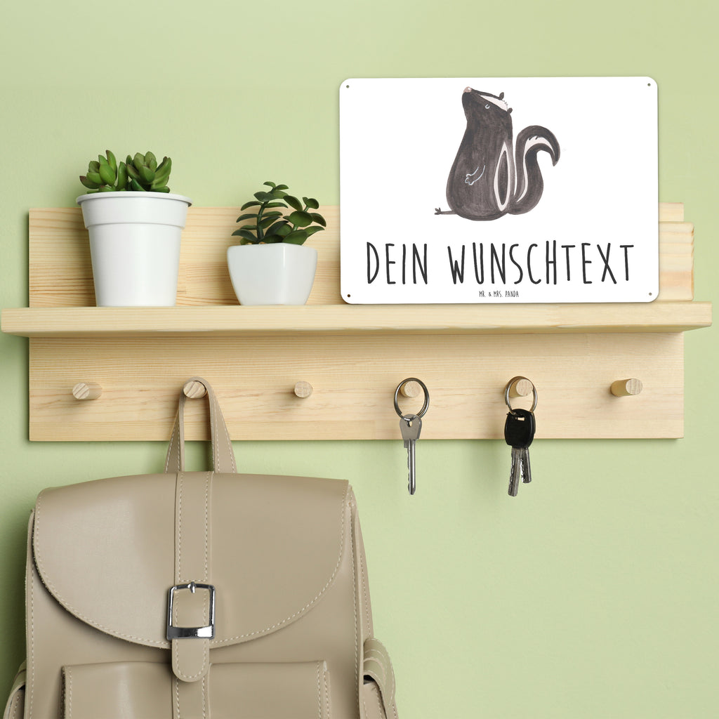 Personalisiertes Blechschild Stinktier Sitzen Blechschild, Metallschild, Geschenk Schild, Schild, Magnet-Metall-Schild, Deko Schild, Wandschild, Wand-Dekoration, Türschild, Stinktier, Skunk, Wildtier, Raubtier, Stinker, Stinki, Spruch, Büro, Recht, Besserwisser