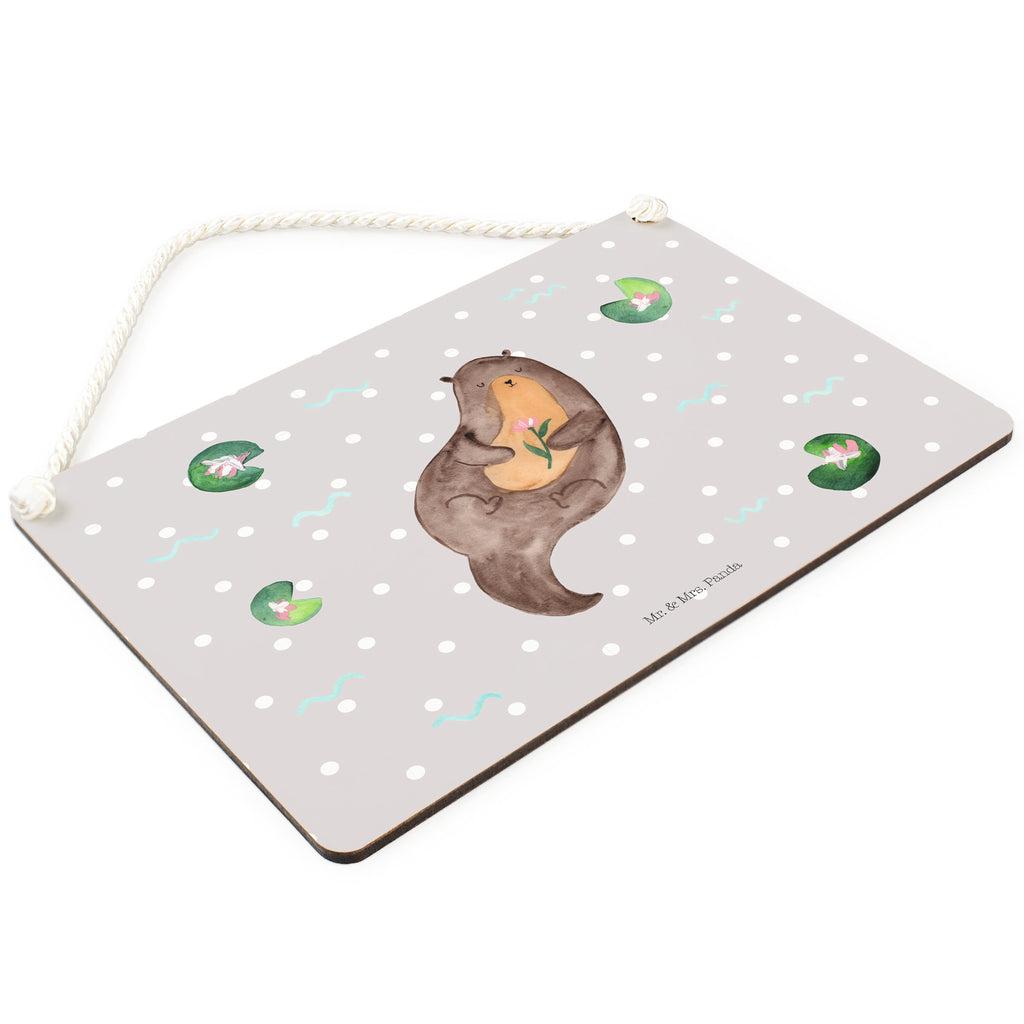 Deko Schild Otter mit Seerose Dekoschild, Deko Schild, Schild, Tür Schild, Türschild, Holzschild, Wandschild, Wanddeko, Otter, Fischotter, Seeotter, Otter Seeotter See Otter