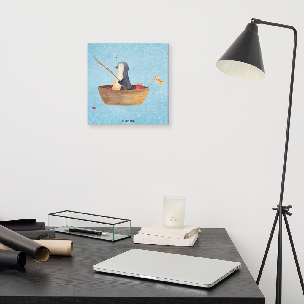 Leinwand Bild Pinguin Angelboot Leinwand, Bild, Kunstdruck, Wanddeko, Dekoration, Pinguin, Pinguine, Angeln, Boot, Angelboot, Lebenslust, Leben, genießen, Motivation, Neustart, Neuanfang, Trennung, Scheidung, Geschenkidee Liebeskummer