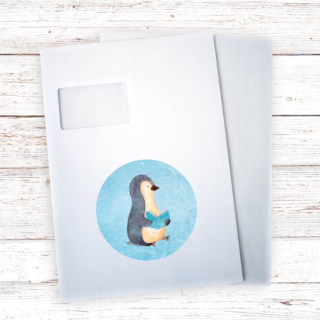 Rund Aufkleber Pinguin Buch Sticker, Aufkleber, Etikett, Kinder, rund, Pinguin, Pinguine, Buch, Lesen, Bücherwurm, Nichtstun, Faulenzen, Ferien, Urlaub, Freizeit