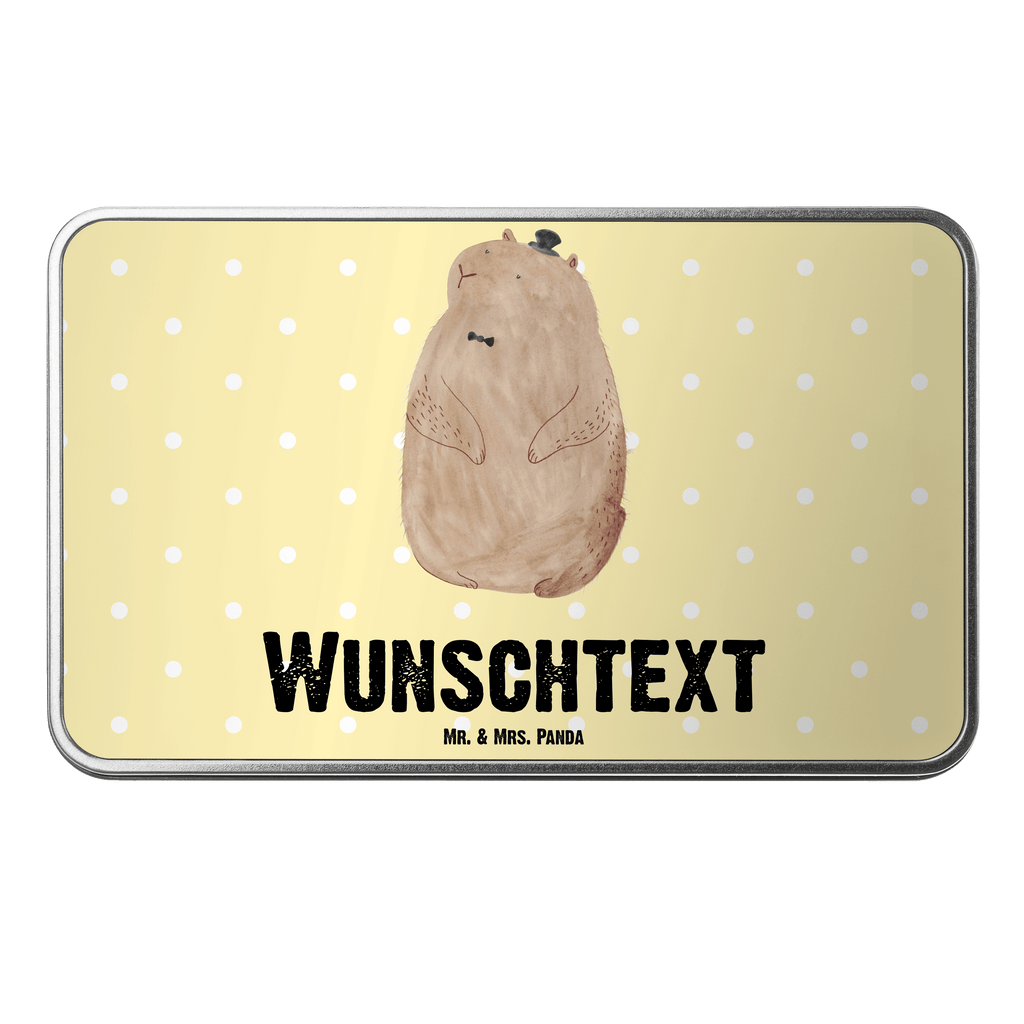 Personalisierte Metalldose Murmeltier Personalisierte Metalldose, Dose mit Namen, Namensdose, Kiste mit Namen, Namenskiste, Tiermotive, Gute Laune, lustige Sprüche, Tiere, Murmeltier, Knigge, Fröhlichkeit, Freundlichkeit, Respekt, Anstand