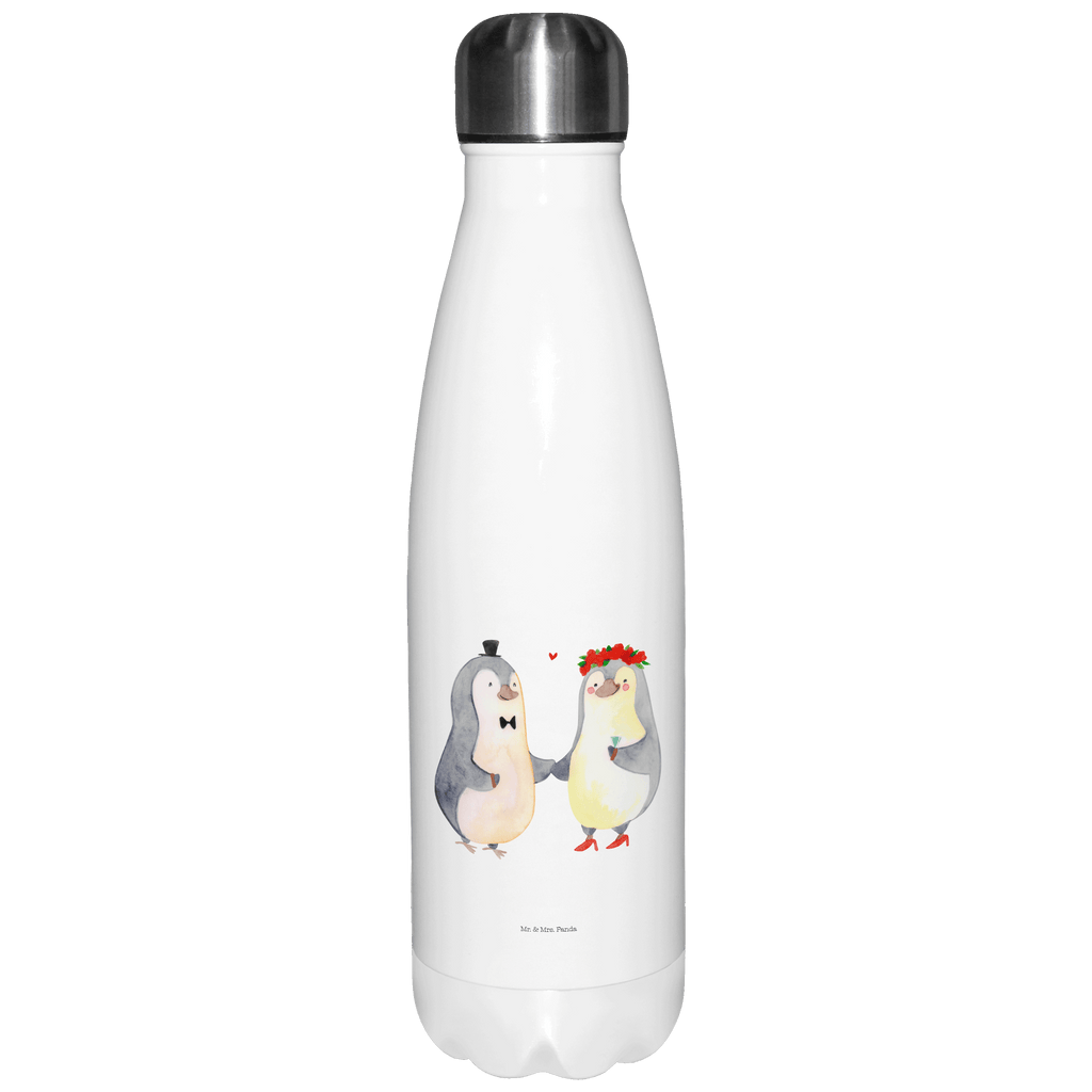 Thermosflasche Pinguin Heirat Isolierflasche, Thermoflasche, Trinkflasche, Thermos, Edelstahl, Liebe, Partner, Freund, Freundin, Ehemann, Ehefrau, Heiraten, Verlobung, Heiratsantrag, Liebesgeschenk, Jahrestag, Hocheitstag