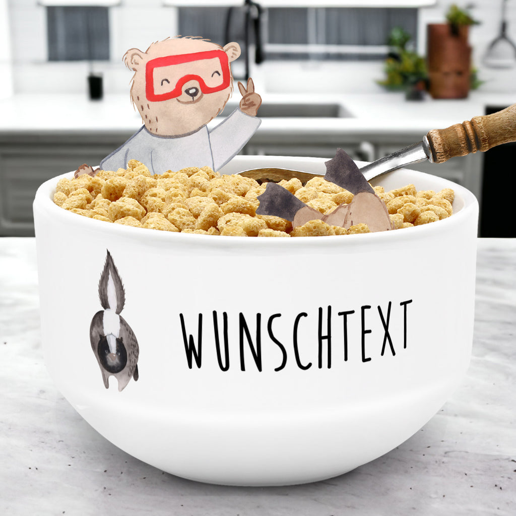 Personalisierte Müslischale Stinktier Angriff Müslischale, Müslischüssel, Früstücksschüssel, Schüssel, Keramik Schüssel, Dessertschüssel, Salatschüssel, Suppenschüssel, Obstschale, Porzellan Schale, Snackschale, Stinktier, Skunk, Wildtier, Raubtier, Stinker, Stinki, wütend, Drohung