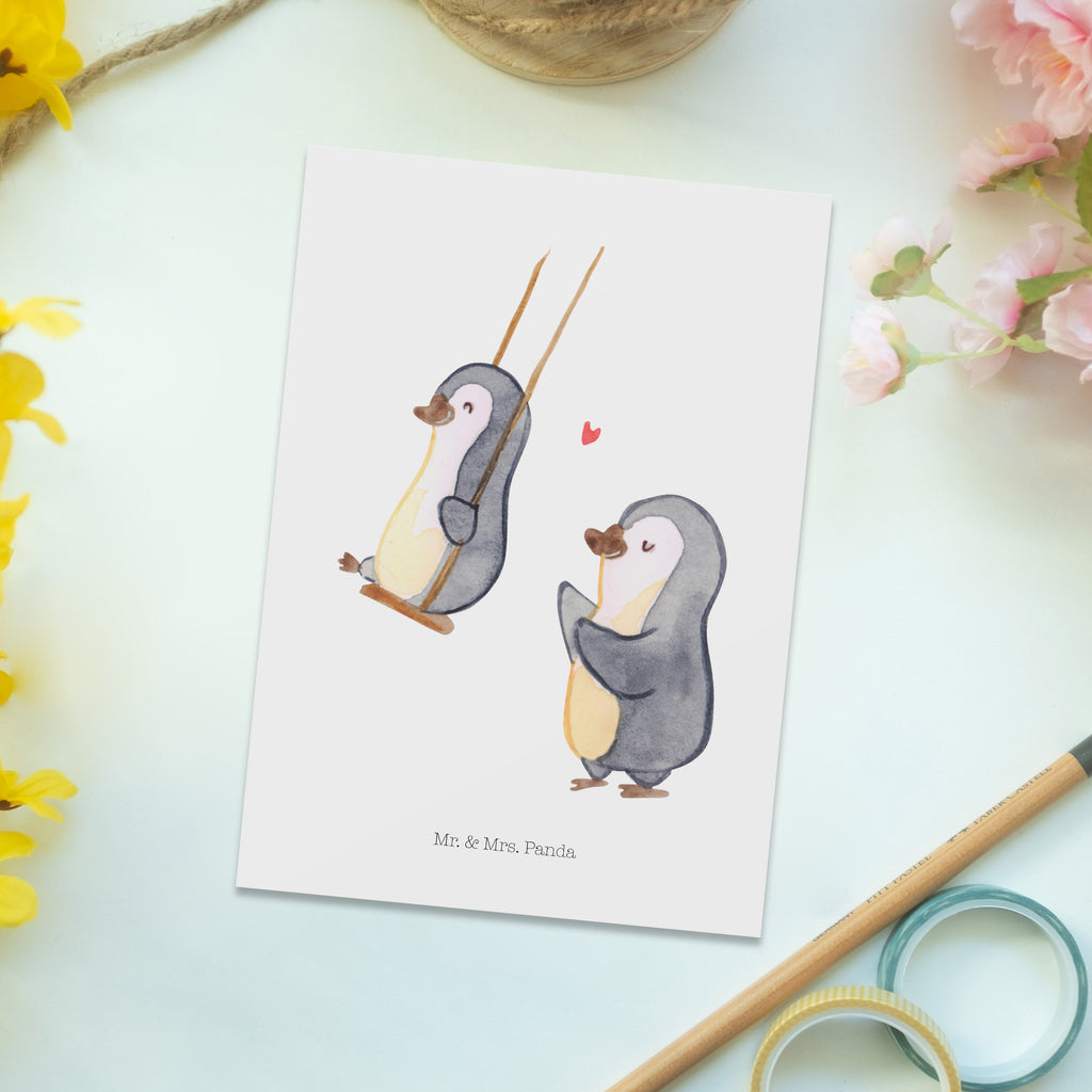 Postkarte Pinguin Oma schaukeln Postkarte, Karte, Geschenkkarte, Grußkarte, Einladung, Ansichtskarte, Geburtstagskarte, Einladungskarte, Dankeskarte, Ansichtskarten, Einladung Geburtstag, Einladungskarten Geburtstag, Familie, Vatertag, Muttertag, Bruder, Schwester, Mama, Papa, Oma, Opa, beste Oma, Lieblingsoma, Geschenk für Oma, Omi, Großmutter