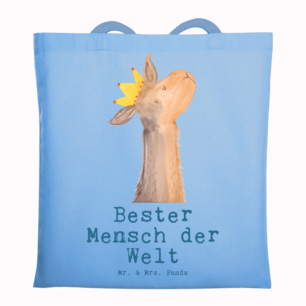 Tragetasche Lama Bester Mensch der Welt Beuteltasche, Beutel, Einkaufstasche, Jutebeutel, Stoffbeutel, für, Dankeschön, Geschenk, Schenken, Geburtstag, Geburtstagsgeschenk, Geschenkidee, Danke, Bedanken, Mitbringsel, Freude machen, Geschenktipp, Lieblingsmensch, Liebling, Lieblings Mensch, tollster Mensch, Vorbild, Partner, Ehemann, Ehefrau, Liebe, Valentinstag