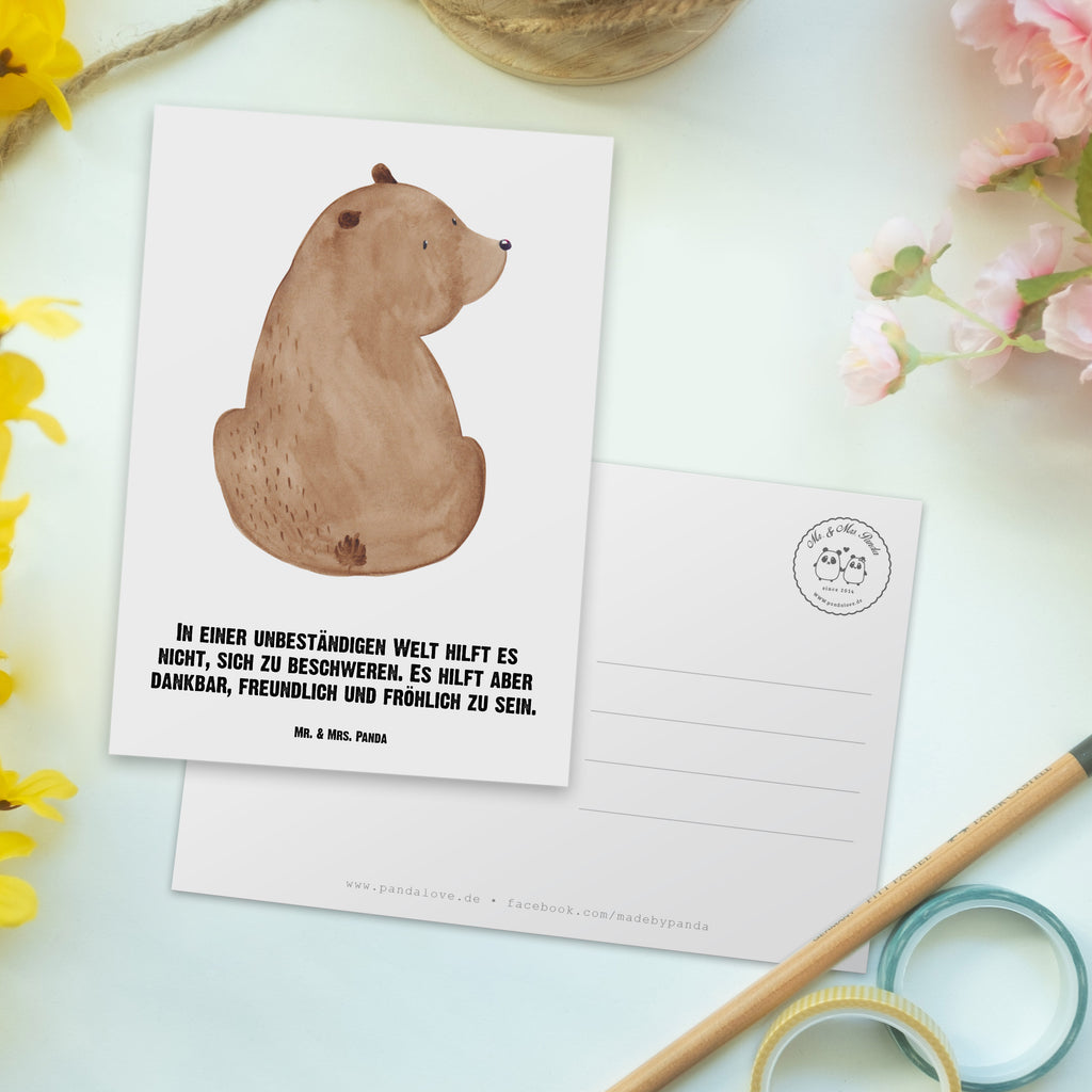 Personalisierte Postkarte Bär Schulterblick Postkarte mit Namen, Postkarte bedrucken, Postkarte mit Wunschtext, Postkarte personalisierbar, Geschenkkarte mit Namen, Grußkarte mit Namen, Karte mit Namen, Einladung mit Namen, Ansichtskarte mit Namen, Geschenkkarte mit Wunschtext, Grußkarte mit Wunschtext, Karte mit Wunschtext, Einladung mit Wunschtext, Ansichtskarte mit Wunschtext, Bär, Teddy, Teddybär, Selbstachtung, Weltansicht, Motivation, Bären, Bärenliebe, Weisheit