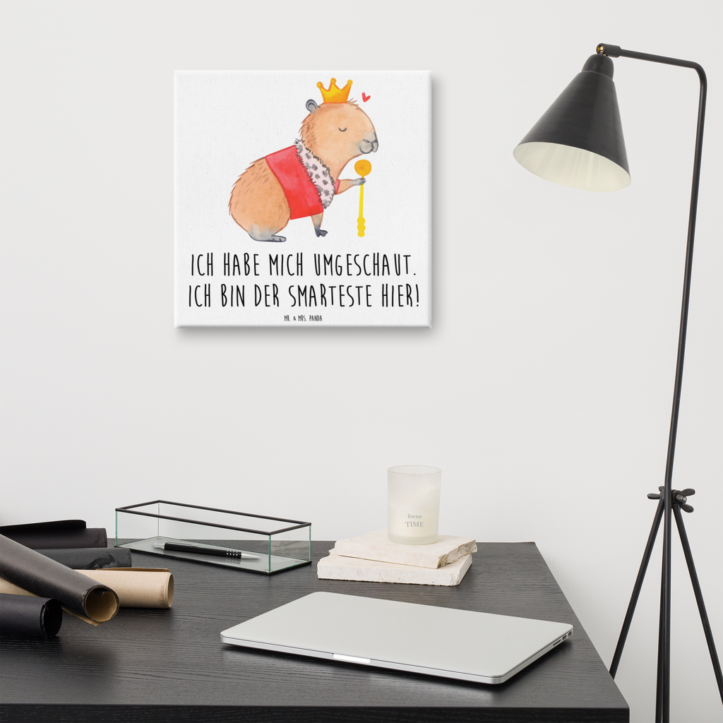 Leinwand Bild Capybara König Leinwand, Bild, Kunstdruck, Wanddeko, Dekoration, Tiermotive, Gute Laune, lustige Sprüche, Tiere, Capybara, König