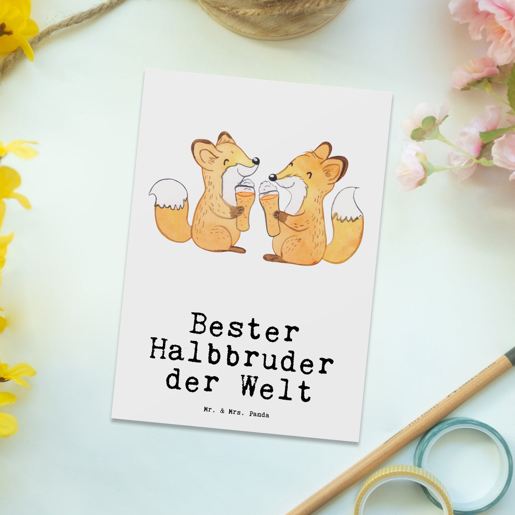 Postkarte Fuchs Bester Halbbruder der Welt Postkarte, Karte, Geschenkkarte, Grußkarte, Einladung, Ansichtskarte, Geburtstagskarte, Einladungskarte, Dankeskarte, Ansichtskarten, Einladung Geburtstag, Einladungskarten Geburtstag, für, Dankeschön, Geschenk, Schenken, Geburtstag, Geburtstagsgeschenk, Geschenkidee, Danke, Bedanken, Mitbringsel, Freude machen, Geschenktipp, Halbbruder, Stiefbruder, Stief, Stiefgeschwister, Bruder, Brudi, Geschwister, Bruderherz, Schwester, Familie, Kleinigkeit, Brother, Bester, Sohn