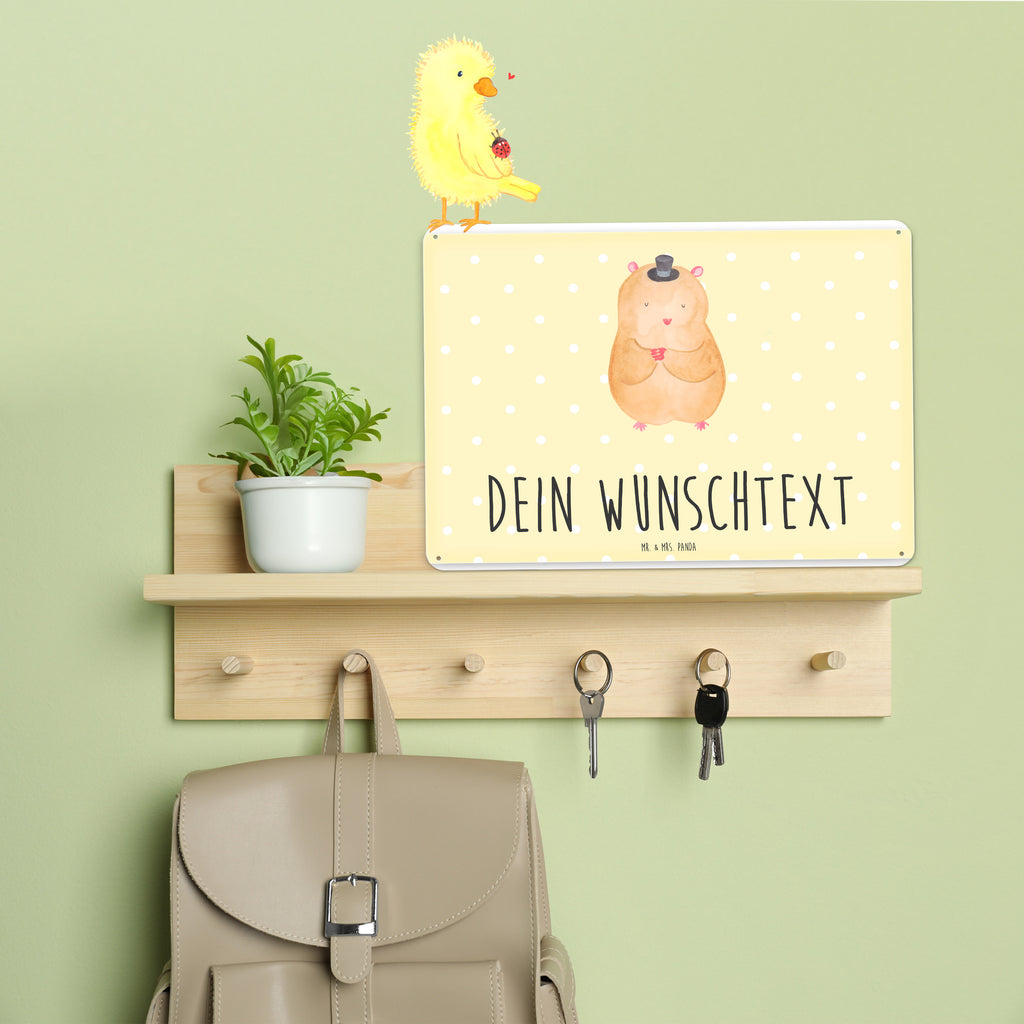 Personalisiertes Blechschild Hamster Hut Blechschild, Metallschild, Geschenk Schild, Schild, Magnet-Metall-Schild, Deko Schild, Wandschild, Wand-Dekoration, Türschild, Tiermotive, Gute Laune, lustige Sprüche, Tiere, Hamster, Hut, Magier, Zylinder, Zwerghamster, Zauberer