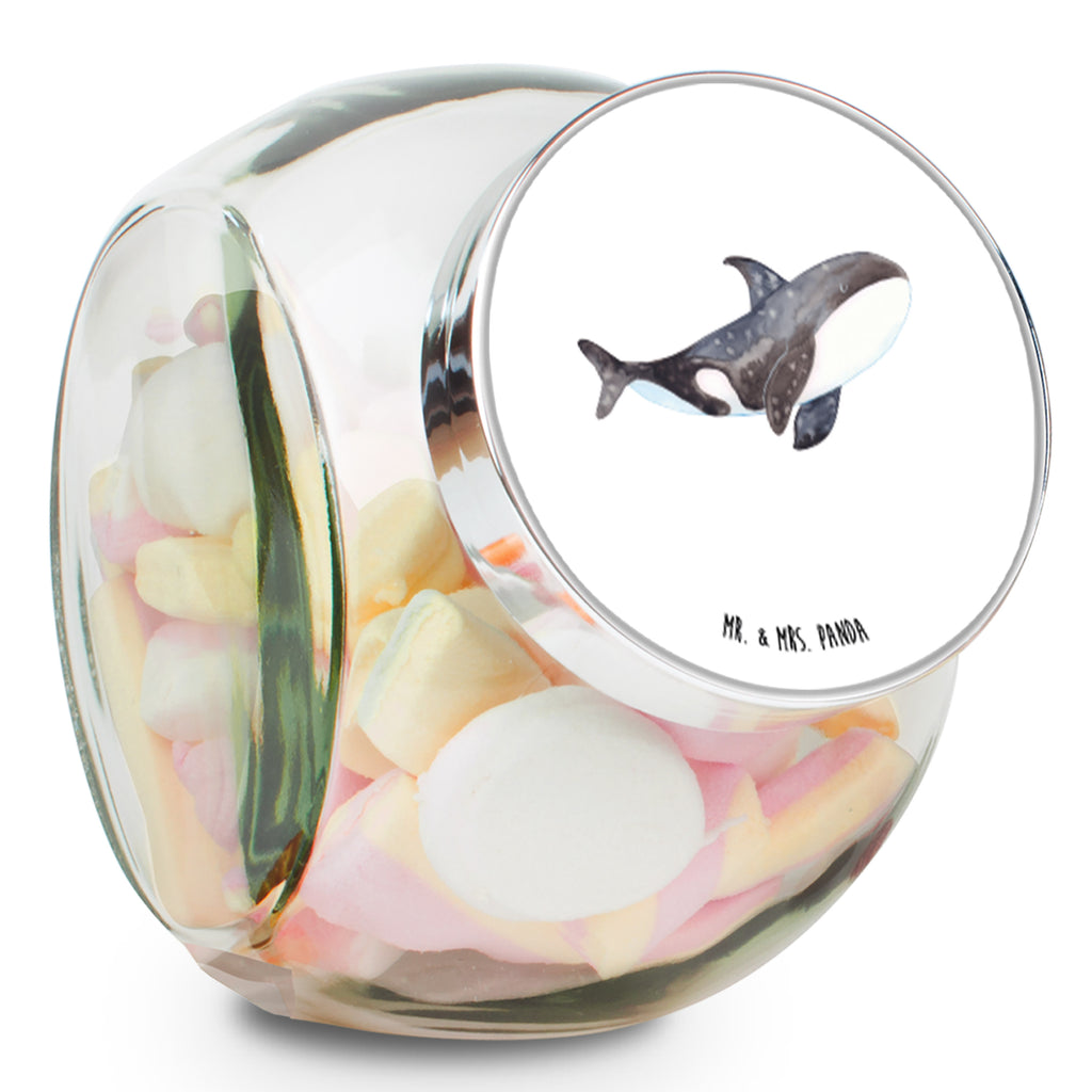 Bonbonglas Orca Vorratsdose, Vorratsbehälter, Süßigkeitenglas, Süßigkeitendose, Kaffeedose, Müslidose, Teedose, Keksbehälter, Keksedose, Glasdose, Glasbälter, Vorratsglas, Küchenbehälter, Aufbewahrungsdose, Aufbewahungsglas, Gewürzdose, Küchenorganizer, Snackdose, Meerestiere, Meer, Urlaub, Orca, Orcas, Killerwal, Wal, Möglichkeiten, Büro, Arbeit, Motivation, Selbstliebe, Neustart, Startup