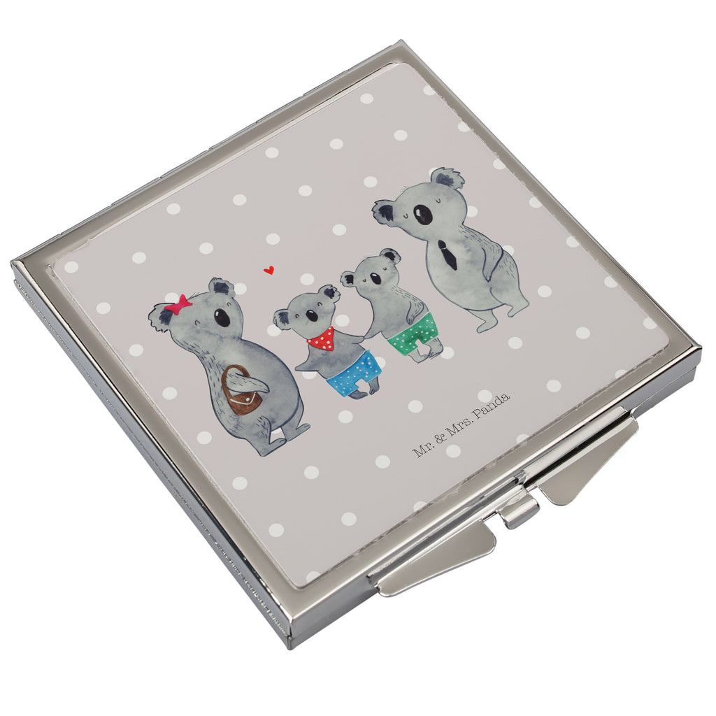 Handtaschenspiegel quadratisch Koala Familie zwei Spiegel, Handtasche, Quadrat, silber, schminken, Schminkspiegel, Familie, Vatertag, Muttertag, Bruder, Schwester, Mama, Papa, Oma, Opa, Koala, Koalabär, beste Familie, Familienzeit, Familienleben, Koalafamilie, Lieblingsfamilie