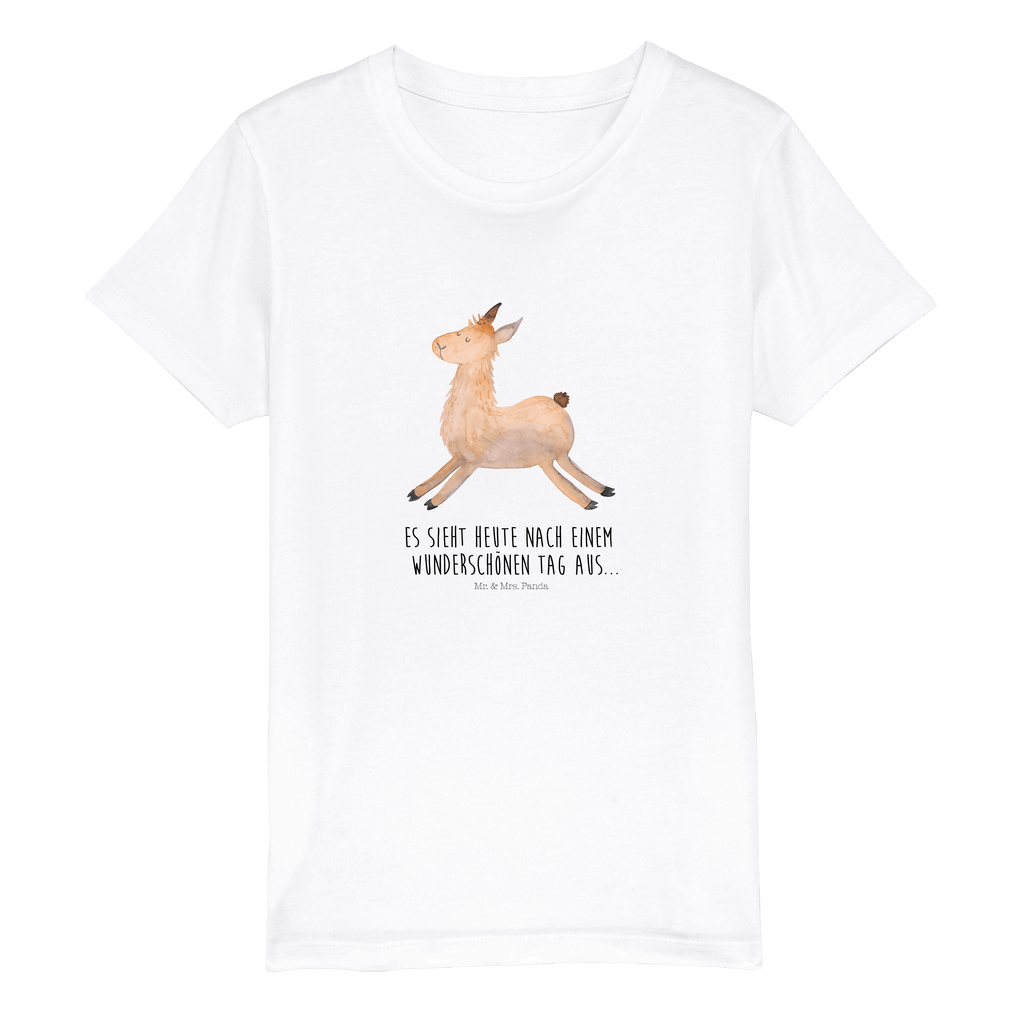 Organic Kinder T-Shirt Lama Springen Kinder T-Shirt, Kinder T-Shirt Mädchen, Kinder T-Shirt Jungen, Lama, Alpaka, Lamas, Lieblingstag, Happy day, fröhlich, Glück, Freundin, Liebeskummer, Neustart, guten Morgen, Start, Prüfung, Abitur