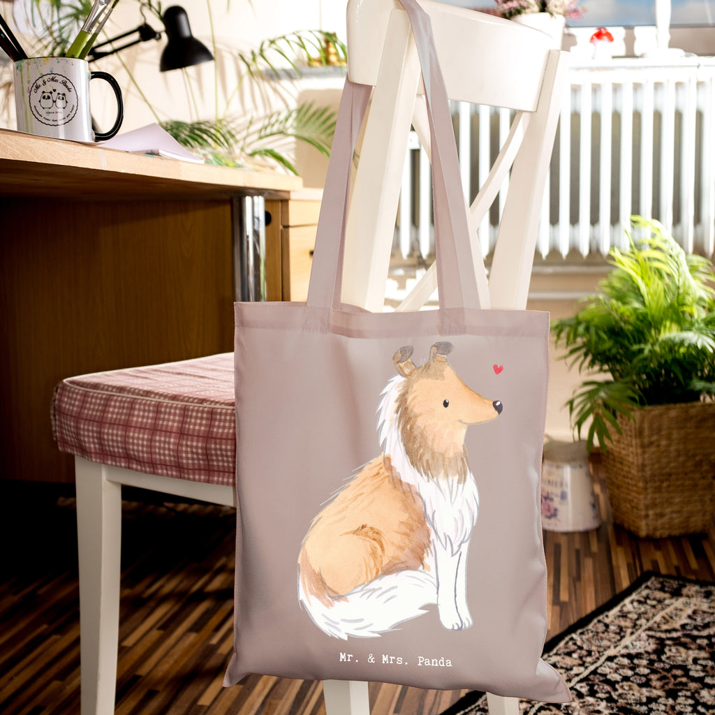 Tragetasche Langhaar Collie Moment Beuteltasche, Beutel, Einkaufstasche, Jutebeutel, Stoffbeutel, Hund, Hunderasse, Rassehund, Hundebesitzer, Geschenk, Tierfreund, Schenken, Welpe, Langhaar Collie, britischer Hütehund