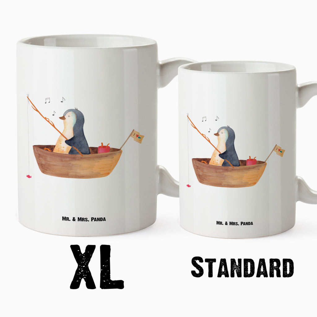 XL Tasse Pinguin Angelboot XL Tasse, Große Tasse, Grosse Kaffeetasse, XL Becher, XL Teetasse, spülmaschinenfest, Jumbo Tasse, Groß, Pinguin, Pinguine, Angeln, Boot, Angelboot, Lebenslust, Leben, genießen, Motivation, Neustart, Neuanfang, Trennung, Scheidung, Geschenkidee Liebeskummer