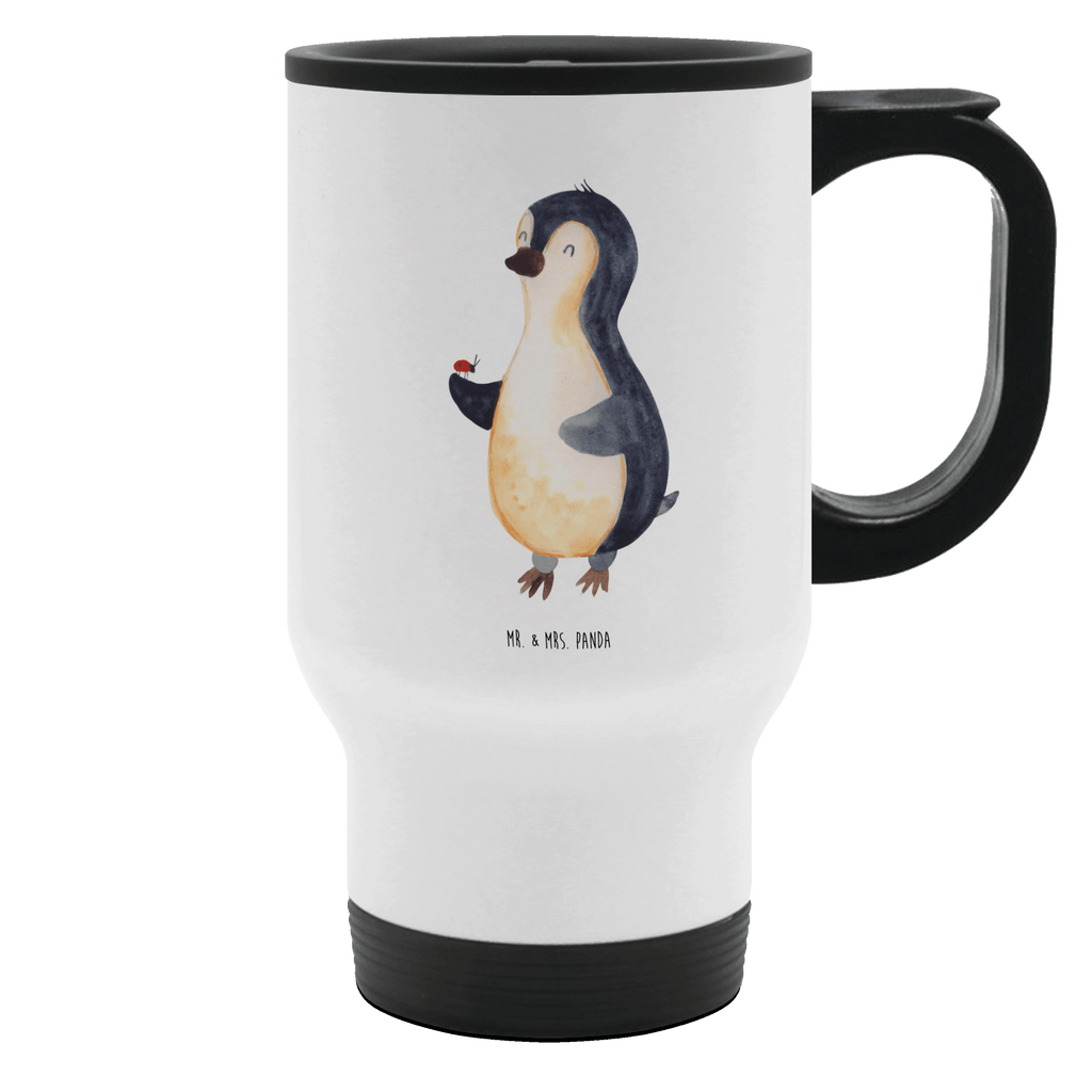 Thermobecher Pinguin Marienkäfer Thermobecher, To Go Becher, Thermotasse, Kaffeebecher, Isolierbecher, Thermobecher To Go, Warmhaltetasse, Edelstahlbecher, Reisebecher, Tasse mit Deckel, Thermobecher für 400 ml, Kaffeetasse zum Mitnehmen, Tasse zum Mitnehmen, Spülmaschinenfest, Pinguin, Pinguine, Marienkäfer, Liebe, Wunder, Glück, Freude, Lebensfreude