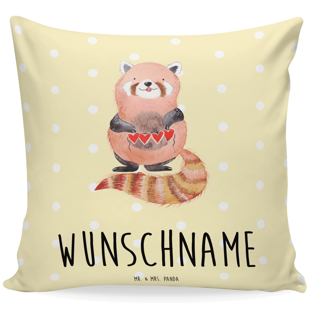 Personalisiertes Kissen Roter Panda Kissen, personalisiert, Name, Wunschname, bedrucken, Kopfkissen, Tiermotive, Gute Laune, lustige Sprüche, Tiere, Panda, Liebe, Rot, Herz, Liebling, Lieblingsmensch