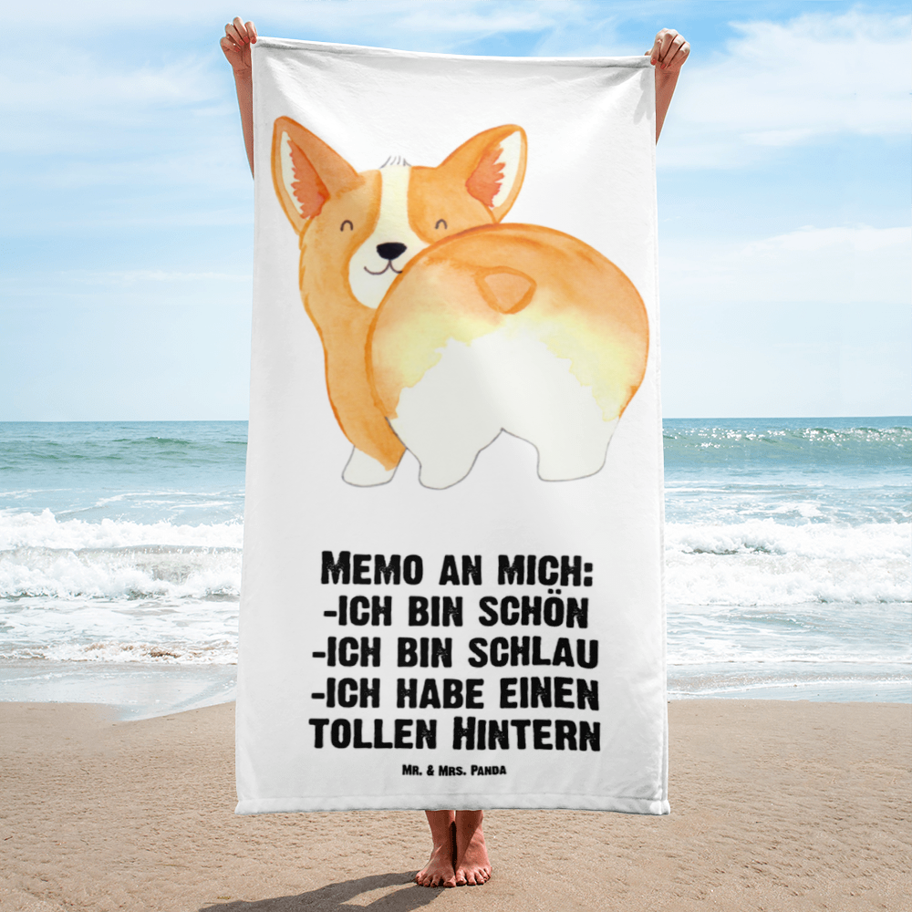 XL Badehandtuch Corgi Po Handtuch, Badetuch, Duschtuch, Strandtuch, Saunatuch, Hund, Hundemotiv, Haustier, Hunderasse, Tierliebhaber, Hundebesitzer, Sprüche, Corgie, Hundeliebe, Motivation, Selbstliebe, Spruch