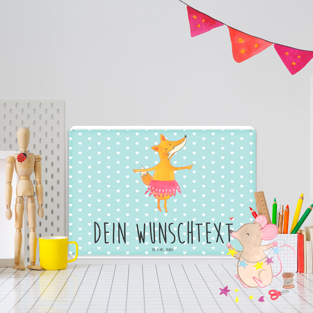 Personalisiertes Blechschild Fuchs Ballerina Blechschild, Metallschild, Geschenk Schild, Schild, Magnet-Metall-Schild, Deko Schild, Wandschild, Wand-Dekoration, Türschild, Fuchs, Fuchs Spruch, Füchse, Füchsin, Ballerina, Ballett, Tänzerin, Tanzen, Party, Einladung, Geburtstag