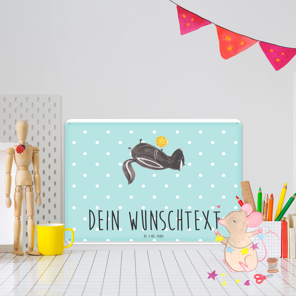 Personalisiertes Blechschild Stinktier Ball Blechschild, Metallschild, Geschenk Schild, Schild, Magnet-Metall-Schild, Deko Schild, Wandschild, Wand-Dekoration, Türschild, Stinktier, Skunk, Wildtier, Raubtier, Stinker, Stinki, verspielt, Weisheit