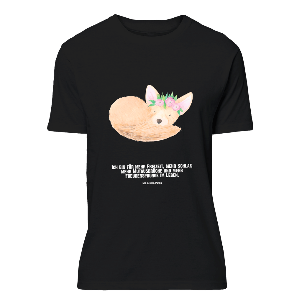 Personalisiertes T-Shirt Wüstenfuchs Blumenkranz T-Shirt Personalisiert, T-Shirt mit Namen, T-Shirt mit Aufruck, Männer, Frauen, Wunschtext, Bedrucken, Afrika, Wildtiere, Wüste, Wüstenfuchs, Blumen, Blumenkranz, Glücklich