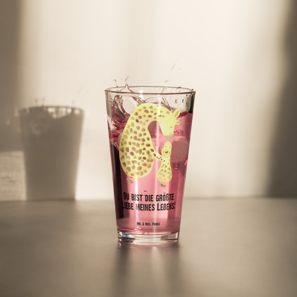 Premium Trinkglas Giraffe mit Kind Trinkglas, Glas, Pint Glas, Bierglas, Cocktail Glas, Wasserglas, Afrika, Wildtiere, Giraffe, Kind, Mutter, Mama, Tochter, Sohn, Lieblingsmensch