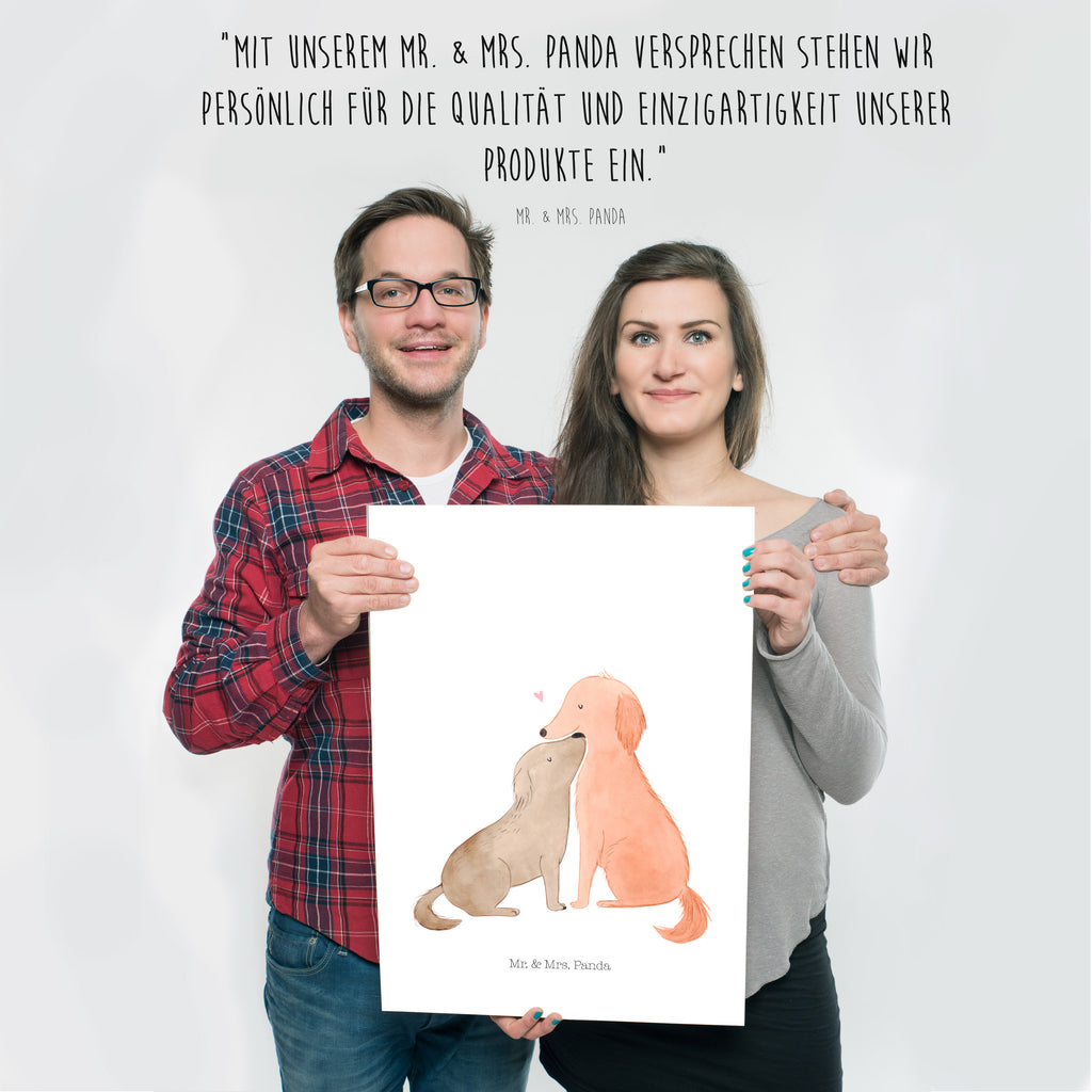 Poster Hunde Liebe Poster, Wandposter, Bild, Wanddeko, Küchenposter, Kinderposter, Wanddeko Bild, Raumdekoration, Wanddekoration, Handgemaltes Poster, Mr. & Mrs. Panda Poster, Designposter, Kunstdruck, Posterdruck, Hund, Hundemotiv, Haustier, Hunderasse, Tierliebhaber, Hundebesitzer, Sprüche, Liebe, Hund. Hunde, Kuss, Vertrauen, Kuscheln, Herz