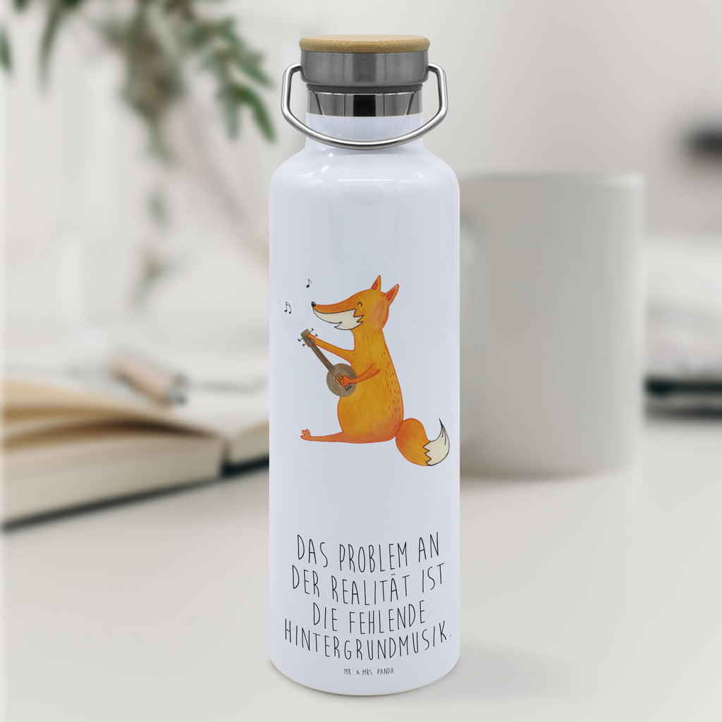 Trinkflasche Fuchs Gitarre Thermosflasche, Isolierflasche, Edelstahl, Trinkflasche, isoliert, Wamrhaltefunktion, Sportflasche, Flasche zum Sport, Sportlerflasche, Fuchs, Füchse, Geschenk Musiker, Musik Spruch, Musikerin, Sänger, Sängerin, Gitarre