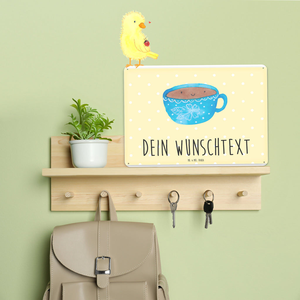 Personalisiertes Blechschild Kaffee Tasse Blechschild, Metallschild, Geschenk Schild, Schild, Magnet-Metall-Schild, Deko Schild, Wandschild, Wand-Dekoration, Türschild, Tiermotive, Gute Laune, lustige Sprüche, Tiere, Kaffee, Tasse, Liebe, Geschmack, Genuss, Glücklich