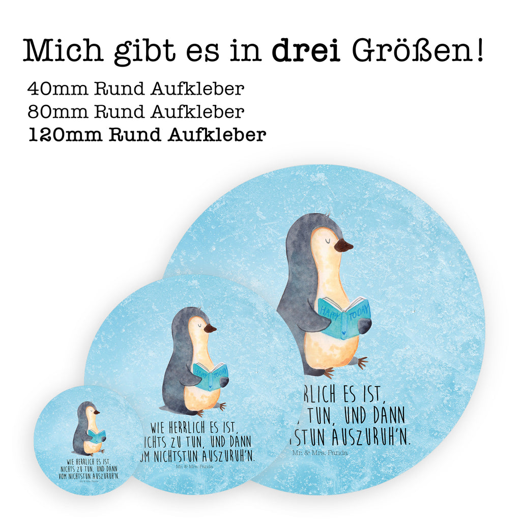 Rund Aufkleber Pinguin Buch Sticker, Aufkleber, Etikett, Pinguin, Pinguine, Buch, Lesen, Bücherwurm, Nichtstun, Faulenzen, Ferien, Urlaub, Freizeit