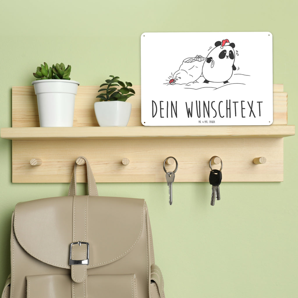 Personalisiertes Blechschild Panda Weihnachten Blechschild, Metallschild, Geschenk Schild, Schild, Magnet-Metall-Schild, Deko Schild, Wandschild, Wand-Dekoration, Türschild