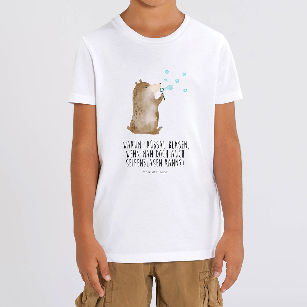 Organic Kinder T-Shirt Bär Seifenblasen Kinder T-Shirt, Kinder T-Shirt Mädchen, Kinder T-Shirt Jungen, Bär, Teddy, Teddybär, Seifenblasen Bär Lustig Sein Glücklich Traurig Happy