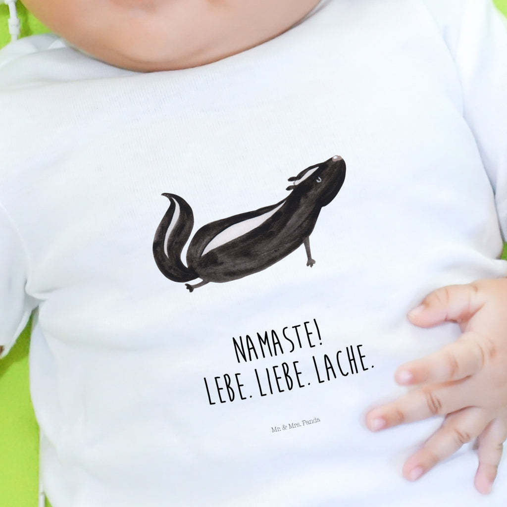 Baby Longsleeve Stinktier Yoga Mädchen, Jungen, Baby, Langarm, Bio, Kleidung, Stinktier, Skunk, Wildtier, Raubtier, Stinker, Stinki, Yoga, Namaste, Lebe, Liebe, Lache