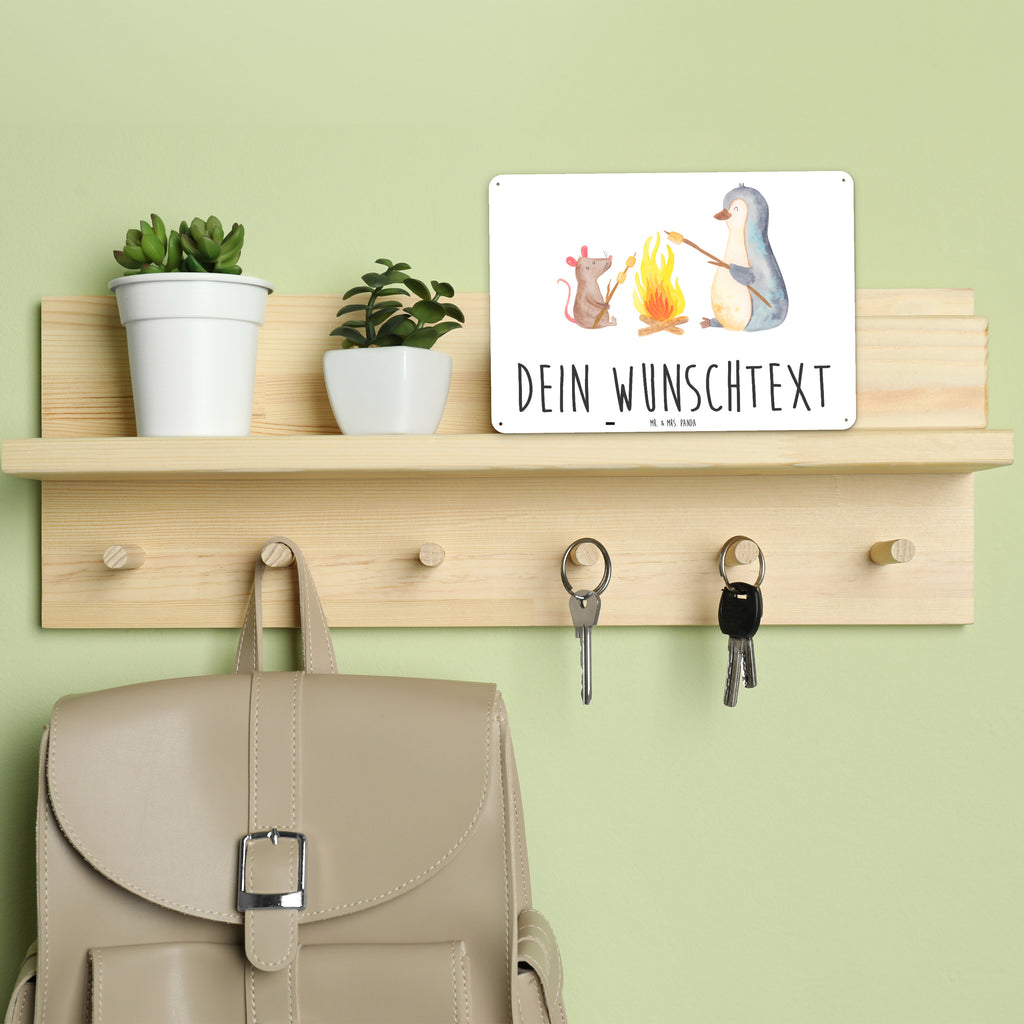 Personalisiertes Blechschild Pinguin Lagerfeuer Blechschild, Metallschild, Geschenk Schild, Schild, Magnet-Metall-Schild, Deko Schild, Wandschild, Wand-Dekoration, Türschild, Pinguin, Maus, Pinguine, Lagerfeuer, Leben, Arbeit, Job, Motivation, Büro, Büroalltag, Lebensspruch, Lebensmotivation, Neustart, Liebe, grillen, Feuer, Marshmallows